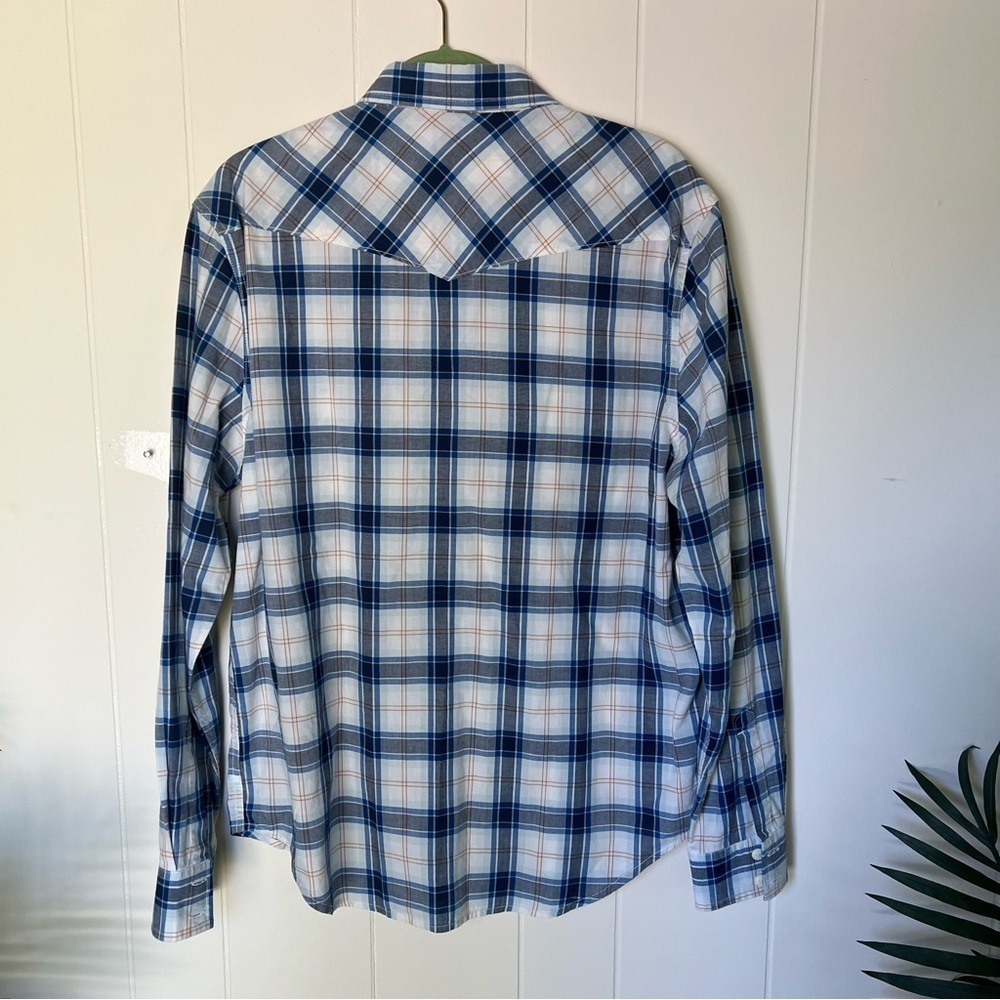 Lucky brand Plaid Blue and White Men's Shirt - Picture 3 of 3